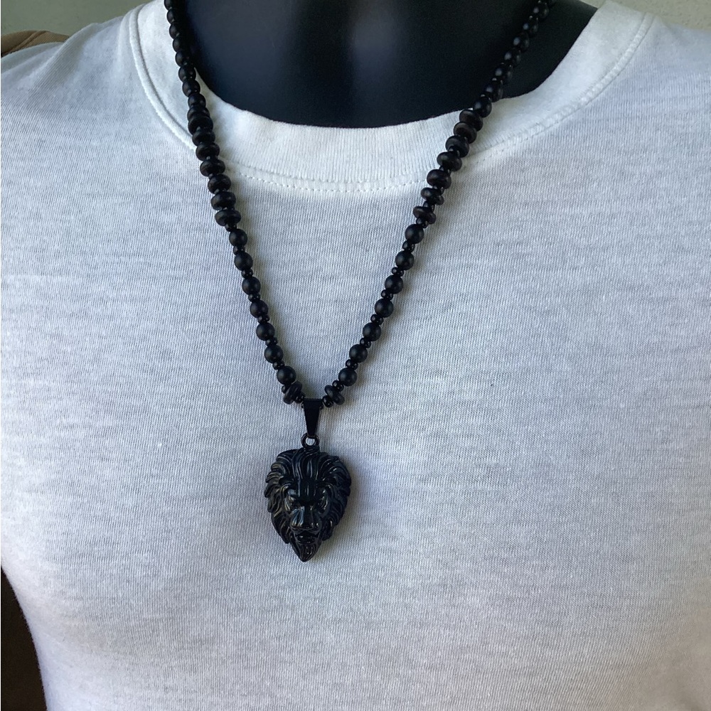 Menās Stainless Steel Roaring Lions Head Necklaceš¤ - Picture 4 of 4